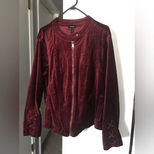 Torrid deep red suede full zip motorcycle jacket size 3